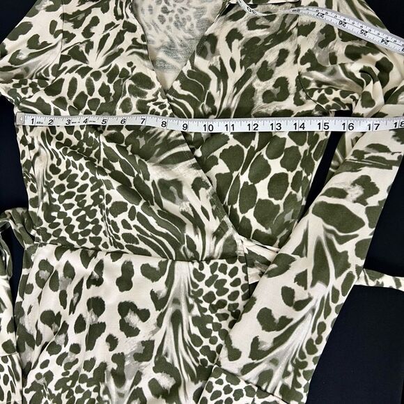 Diane Von Furstenberg Silk Animal Print Long Sleeve Wrap Dress - Picture 11 of 13